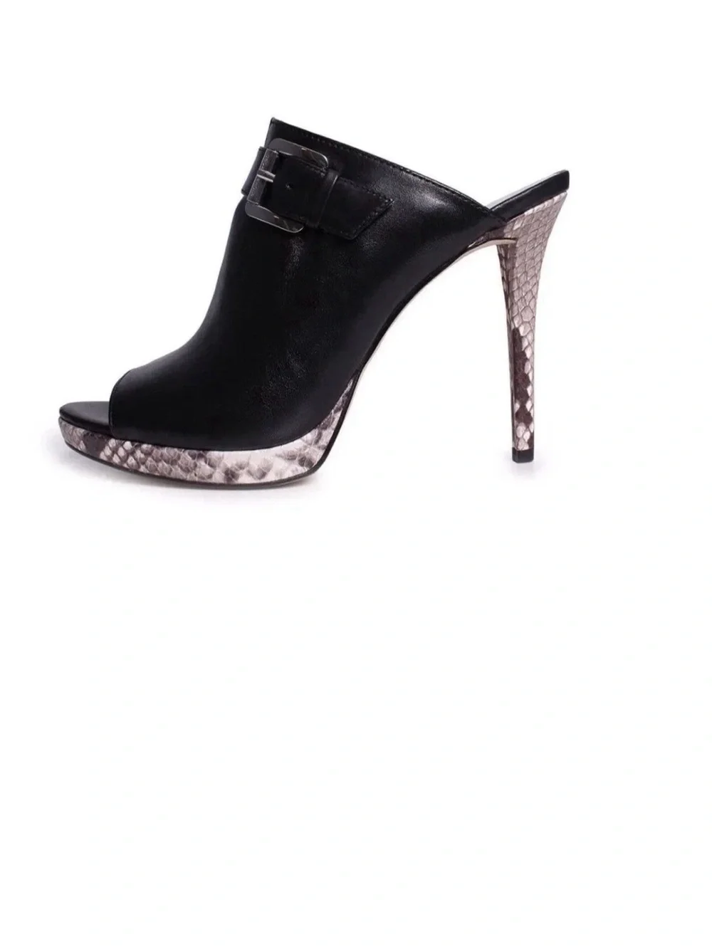 MICHAEL Michael Kors Isabella Peep-Toe Mules, Size 9 Blk/Nat Leather.